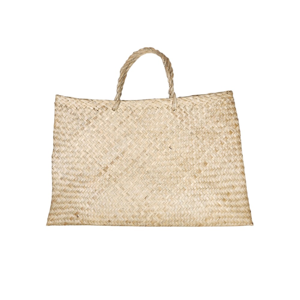 Vintage Straw Woven Tote Bag Boho Cottagecore Coastal Beach Resort Tan Artisan - Picture 2 of 13